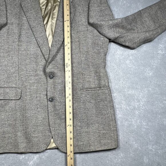 VTG Vittorio Rex Blazer Jacket Men’s 42R Beige Tweed Lambswool Front Two Button - Picture 8 of 10